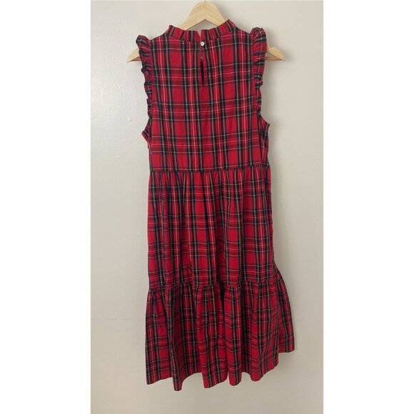 NWT J. Crew Red Tartan Plaid Tiered Ruffle Midi Dress - Picture 8 of 10